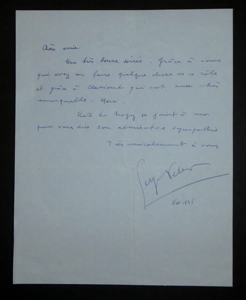 VEBER Serge - LETTRE AUTOGRAPHE SIGN&Eacute;E DE FELICITATION, 1935 Kate de Nagy. Serge Veber
