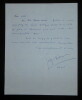 VEBER Serge - LETTRE AUTOGRAPHE SIGN&Eacute;E DE FELICITATION, 1935 Kate de Nagy. Serge Veber