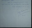 VEBER Serge - LETTRE AUTOGRAPHE SIGN&Eacute;E DE FELICITATION, 1935 Kate de Nagy. Serge Veber