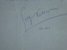 VEBER Serge - LETTRE AUTOGRAPHE SIGN&Eacute;E DE FELICITATION, 1935 Kate de Nagy. Serge Veber