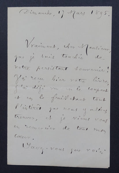 Louise READ - LETTRE AUTOGRAPHE SIGN&Eacute;E, 1895. Louise Read