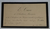 CARO Elme-Marie CARTE DE VISITE SIGN&Eacute;E inscription en latin Acad&eacute;mie Fran&ccedil;aise. Elme-Marie CARO