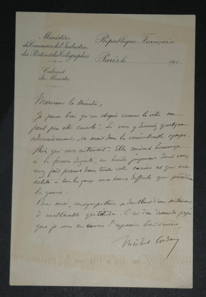 Michel CORDAY - Lettre autographe sign&eacute;e &agrave; Mr Le Ministre, Paris. Michel CORDAY
