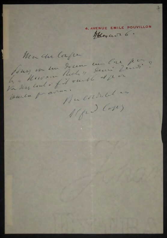 CAPUS Alfred Connu aussi sous Canalis et Graindorge - LETTRE AUTOGRAPHE SIGN&Eacute;E. Alfred Capus
