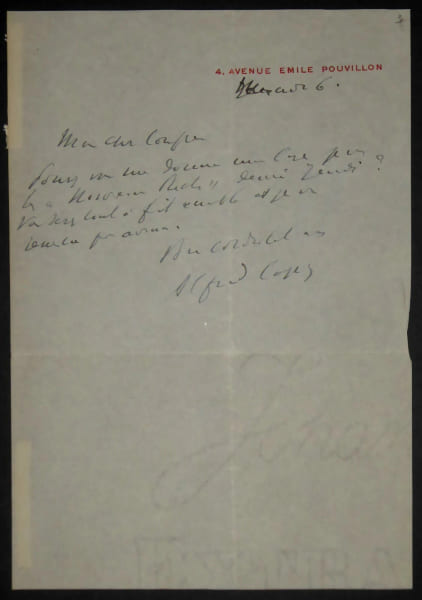 CAPUS Alfred Connu aussi sous Canalis et Graindorge - LETTRE AUTOGRAPHE SIGN&Eacute;E. Alfred Capus