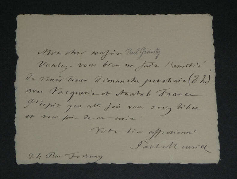 Paul Meurice - Carte lettre autographe sign&eacute;e &agrave; Paul Ginisty. Paul Meurice