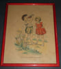Estampe en couleur encadr&eacute;e, sign&eacute;e dans la planche, Harry, Humour enfant Alcool. Harry
