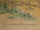 Estampe en couleur encadr&eacute;e, sign&eacute;e dans la planche, Harry, Humour enfant Alcool. Harry