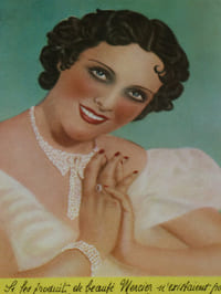 Tôle émaillée Lotion astringente Mercier Suzy Vernon objet publicitaire 1930