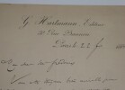 HARTMANN Georges - LETTRE AUTOGRAPHE SIGN&Eacute;E, PARIS 1884. Georges Hartmann
