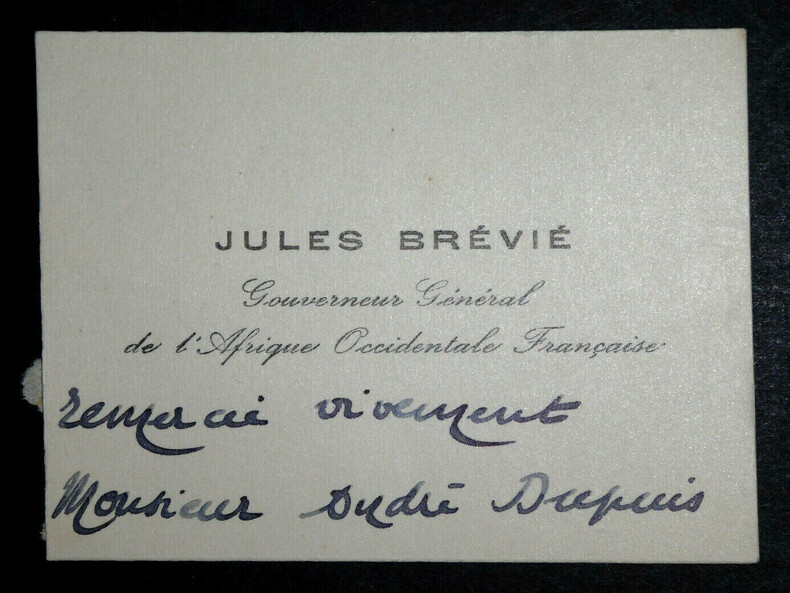 Jules BREVIE - CARTE DE VISITE AUTOGRAPHE A Andr&eacute; DUPUIS. Jules Br&eacute;vi&eacute;