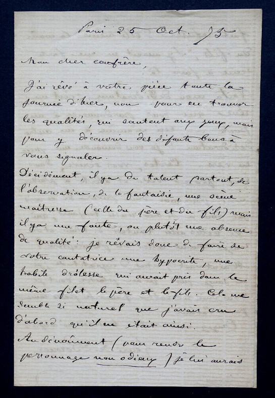 Henri DE BORNIER, Dramaturge - LETTRE AUTOGRAPHE SIGN&Eacute;E, Paris, 1875. Henri DE BORNIER
