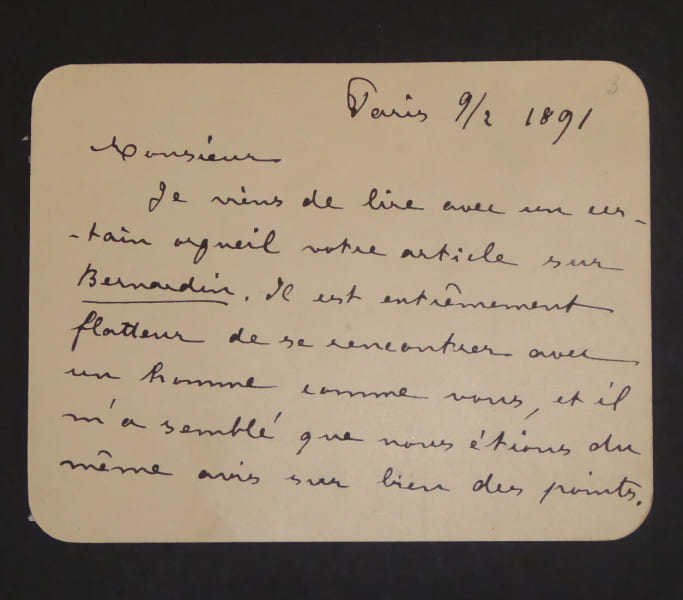 BARINE Arv&egrave;de - CARTE LETTRE AUTOGRAPHE SIGN&Eacute;E, PARIS, 1891. Arv&egrave;de Barine