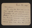 BARINE Arv&egrave;de - CARTE LETTRE AUTOGRAPHE SIGN&Eacute;E, PARIS, 1891. Arv&egrave;de Barine