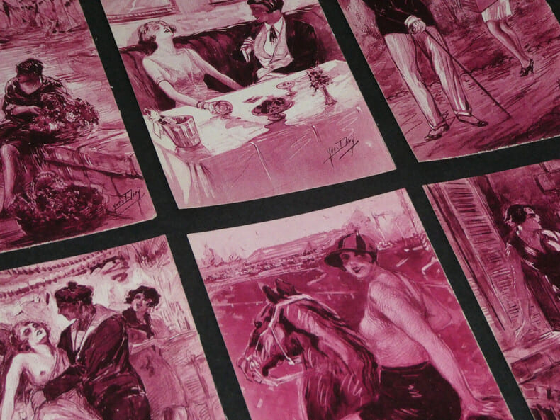 6 Cartes postales portraits de femmes curiosa sign&eacute;es Yves Die&yuml; dit Thiey. Yves Die&yuml; dit Thiey