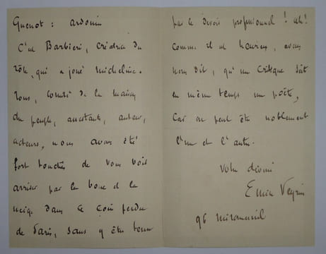 VEYRIN Emile - LETTRE AUTOGRAPHE SIGNEE, PARIS, 1897. Emile Veyrin