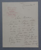 Louis Adrien HUART, Journaliste - LETTRE AUTOGRAPHE SIGN&Eacute;E. Louis Adrien HUART