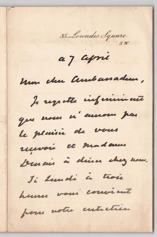 John Wodehouse 1er comte de Kimberley - Lettre autographe sign&eacute;e. John Wodehouse, 1er comte de Kimberley