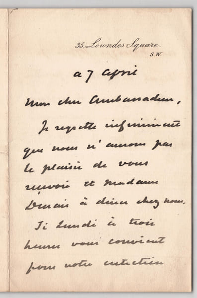 John Wodehouse 1er comte de Kimberley - Lettre autographe sign&eacute;e. John Wodehouse, 1er comte de Kimberley