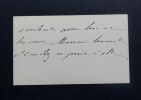 Carte de visite simple sign&eacute;e - &Eacute;pouse de Camille Bouchez, magistrat, remerciements &agrave; Monsieur Montorgueil. &Eacute;pouse de Camille Bouchez