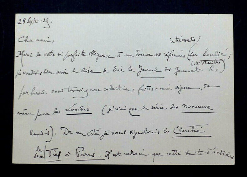 BRIERE Gaston - LETTRE AUTOGRAPHE SIGN&Eacute;E, 1929. Gaston Bri&egrave;re