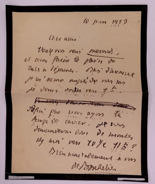 Saint-Georges DE BOUH&Eacute;LIER - LETTRE AUTOGRAPHE SIGN&Eacute;E DE DEUIL, 1922. Saint-Georges DE BOUH&Eacute;LIER