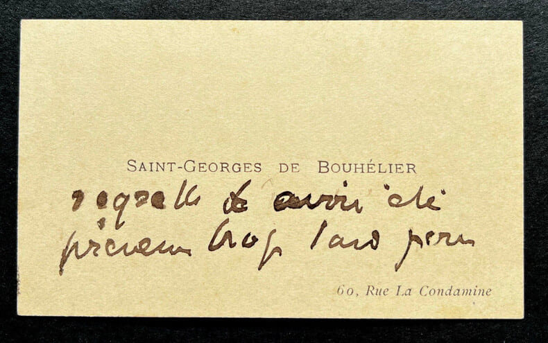 Saint-Georges DE BOUH&Eacute;LIER - CARTE DE VISITE AUTOGRAPHE SIGN&Eacute;E. Saint-Georges DE BOUH&Eacute;LIER