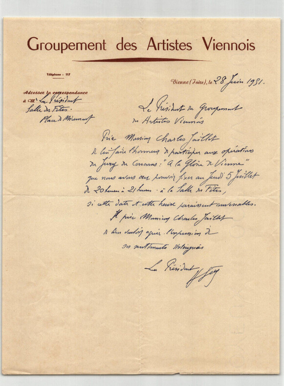 Hippolyte L&eacute;ty - Lettre autographe sign&eacute;e adress&eacute;e &agrave; Charles JAILLET - 1951. Hippolyte L&eacute;ty