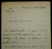 Jules-Antoine Maillard DE LA GOURNERIE - LETTRE AUTOGRAPHE SIGN&Eacute;E, Paris, 1875. Jules-Antoine Maillard DE LA GOURNERIE