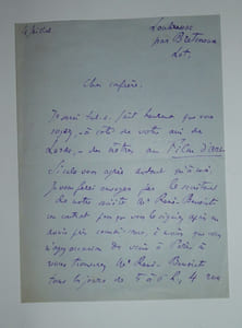 LETTRE AUTOGRAPHE SIGNÉE, A PROPOS D'UN CONTRAT