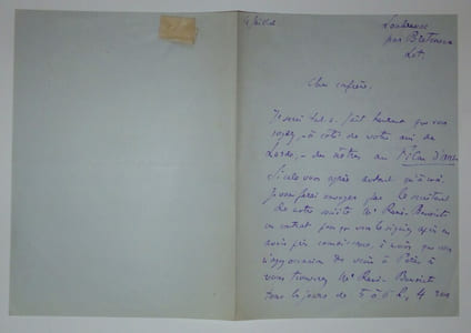 LETTRE AUTOGRAPHE SIGNÉE, A PROPOS D'UN CONTRAT
