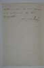 LETELLIER-VALAZE Charles - LETTRE AUTOGRAPHE SIGN&Eacute;E, VERSAILLES, JUILLET 1874. Charles Letellier-Valaz&eacute;