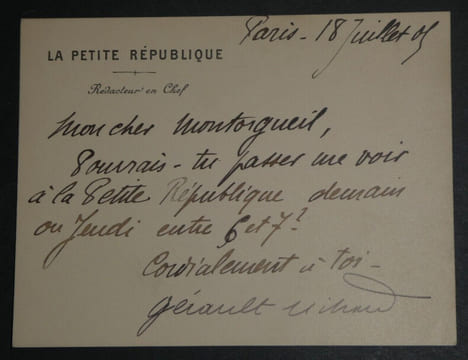 Alfred Léon GÉRAULT-RICHARD, Journaliste, CARTE-LETTRE AUTOGRAPHE SIGNÉE 1905. Alfred Léon GÉRAULT-RICHARD
