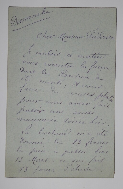 HUGUENET F&eacute;lix - LETTRE AUTOGRAPHE SIGN&Eacute;E, &Agrave; Alfred FREDERIX. F&eacute;lix Huguenet
