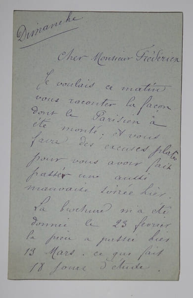 HUGUENET F&eacute;lix - LETTRE AUTOGRAPHE SIGN&Eacute;E, &Agrave; Alfred FREDERIX. F&eacute;lix Huguenet