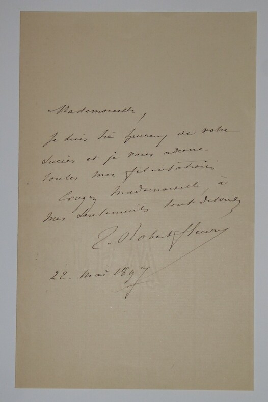 ROBERT-FLEURY Tony - LETTRE AUTOGRAPHE SIGN&Eacute;E, 1897. Tony Robert-Fleury