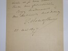 ROBERT-FLEURY Tony - LETTRE AUTOGRAPHE SIGN&Eacute;E, 1897. Tony Robert-Fleury