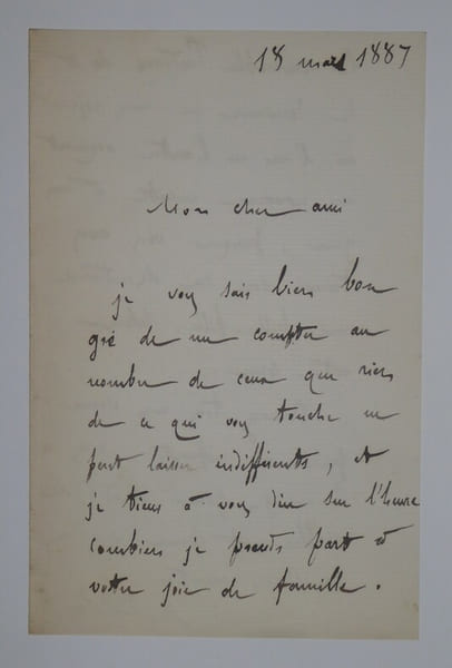 BETOLAUD Alexandre - LETTRE AUTOGRAPHE SIGNEE, PARIS, MARS 1887. Alexandre B&eacute;tolaud