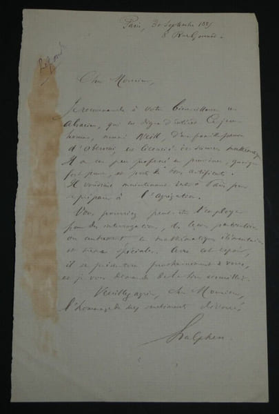 Georges-Henri HALPHEN, Math&eacute;maticien - LETTRE AUTOGRAPHE SIGNEE, Paris, 1885. Georges-Henri HALPHEN