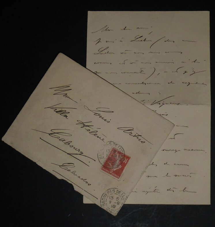 SAMUEL Fernand - LETTRE AUTOGRAPHE SIGN&Eacute;E &Agrave; Louis ARTUS, CALVADOS, MAI 1910. Fernand Samuel