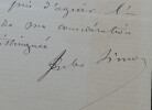 Jules SIMON, Philosophe et homme d'&Eacute;tat - LETTRE AUTOGRAPHE SIGN&Eacute;E. Jules SIMON