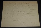 Carte lettre sign&eacute;e &agrave; Mr Mark, directeur de l'Od&eacute;on. Jules Lema&icirc;tre