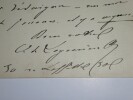 LETTRE AUTOGRAPHE SIGN&Eacute;E, JANVIER 1900. Oscar Louis de Lagoan&egrave;re