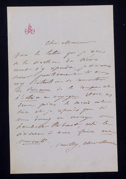 Augustine C&eacute;leste SCRIWANECK, Com&eacute;dienne - LETTRE AUTOGRAPHE SIGN&Eacute;E. Augustine C&eacute;leste SCRIWANECK