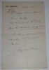 LETTRE AUTOGRAPHE SIGN&Eacute;E, LE RAPPEL, R&Eacute;DACTION. Auguste Vacquerie