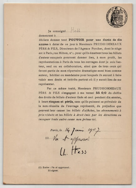 Pouvoir sign&eacute; par Charles Hess – Collection coh&eacute;rente de 50 auteurs & musiciens. Charles Hess