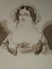 Dessin au lavis - Portrait de femme sign&eacute; - Fran&ccedil;ois Bouchot - XIX&egrave;me. Fran&ccedil;ois Bouchot