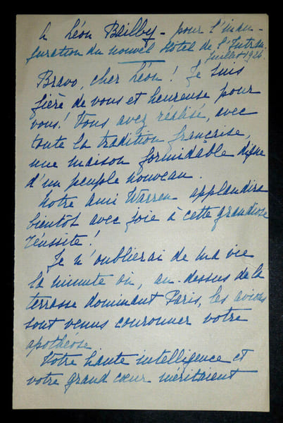 C&eacute;cile SOREL, comtesse de Segur - LETTRE AUTOGRAPHE SIGNEE A L&eacute;on BAILLY, 1924. C&eacute;cile Sorel (comtesse de S&eacute;gur)