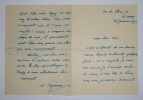 LETTRE AUTOGRAPHE SIGN&Eacute;E &Agrave; Louis ARTUS, 1923. Emile BAUMANN