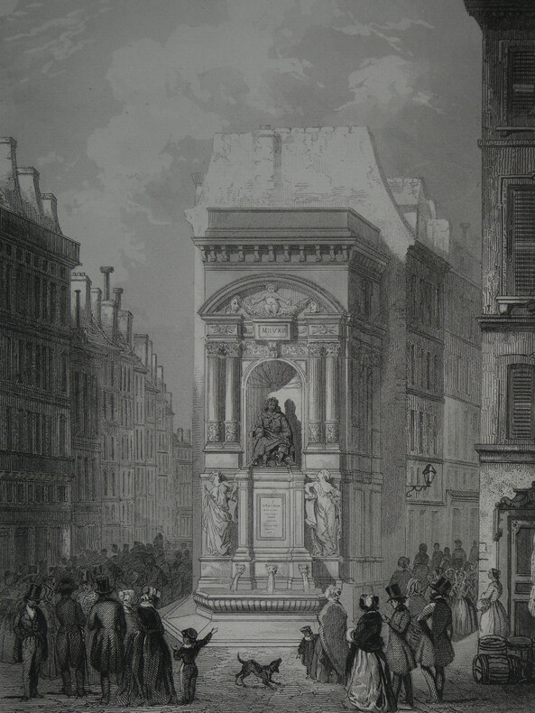 GRAVURE DE LA FONTAINE DE MOLI&Egrave;RE GRAV&Eacute;E PAR BUZELOT. Moli&egrave;re